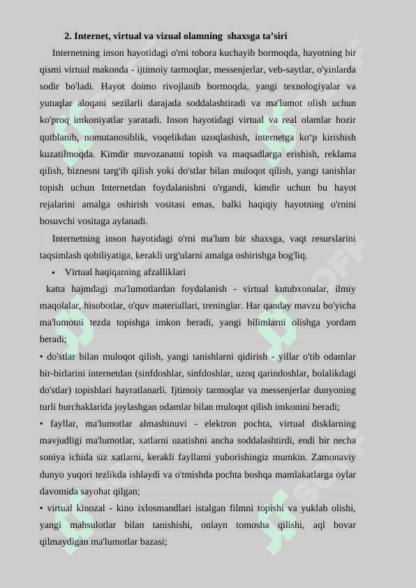 Internet, virtual va vizual olamning shaxsga ta’siri. 4