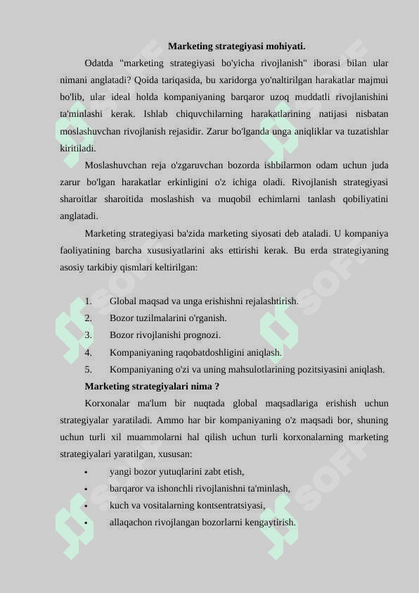 Marketing strategiyasi mohiyati. 2