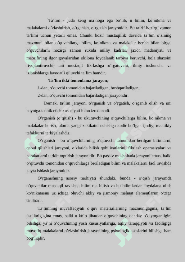 TA’LIM OLISH QOBILIYATI O’QUV FAOLIYATI SUBYEKTLARINING XARAKTERISTIKASI SIFATIDA 2