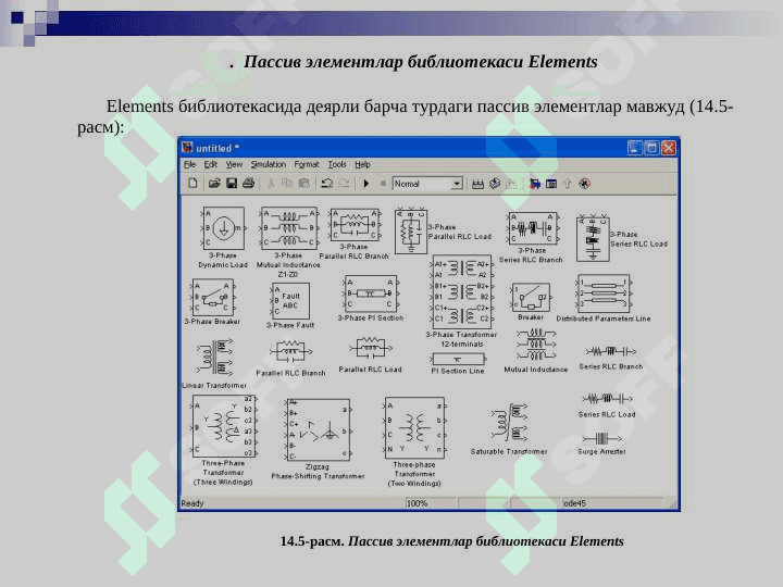 Энергетика масалаларини Matlab  тизимида моделлаштириш. Simulink пакети 6