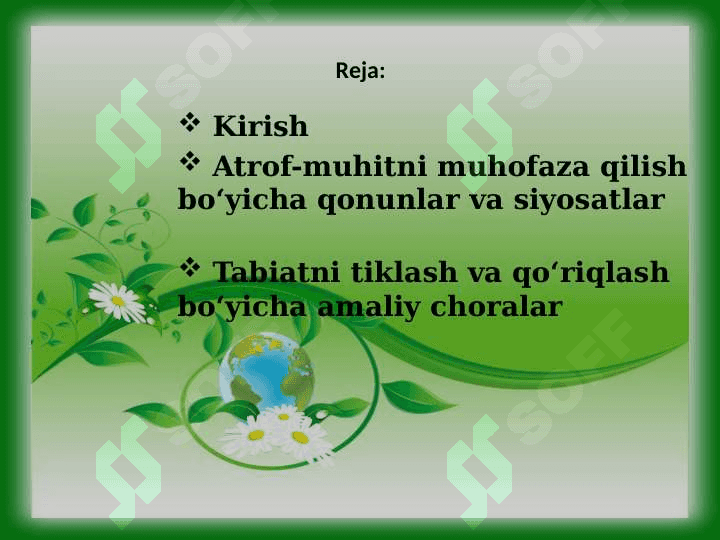 Antropogen omillarning biosferaga salbiy ta’sirini kamaytirish 2