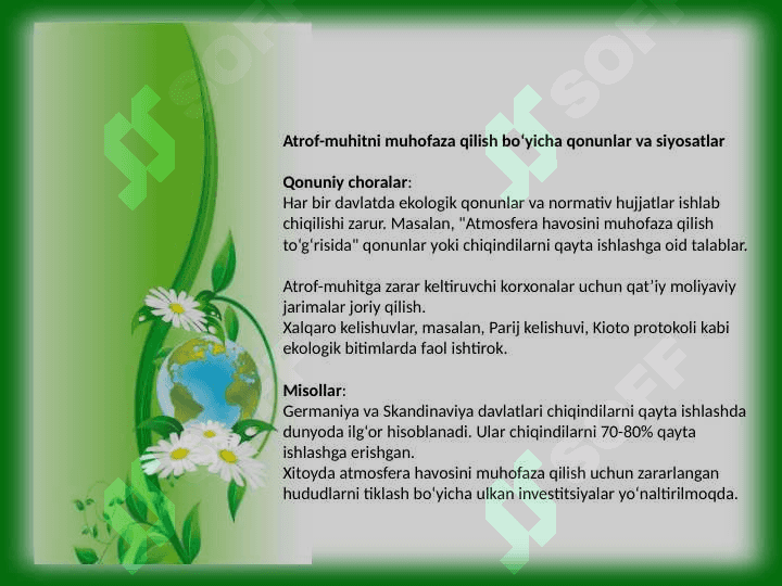 Antropogen omillarning biosferaga salbiy ta’sirini kamaytirish 5