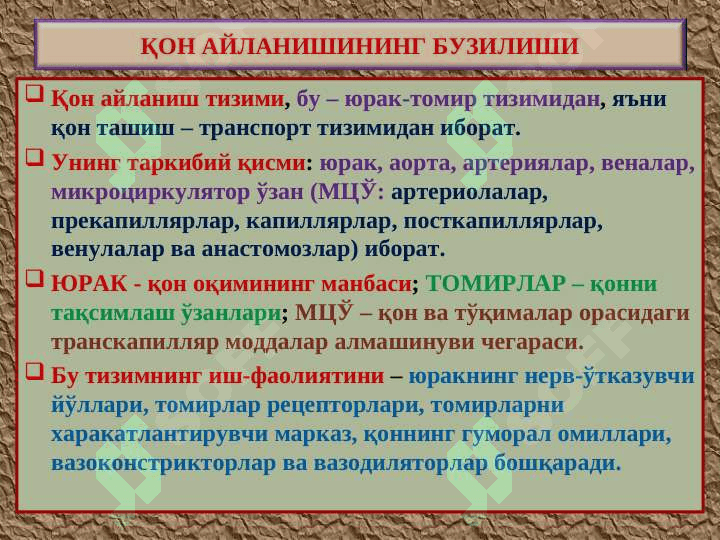 Қон айланишининг бузилиши. Артериал ва веноз тўлақонлик. Қон кетиши 2