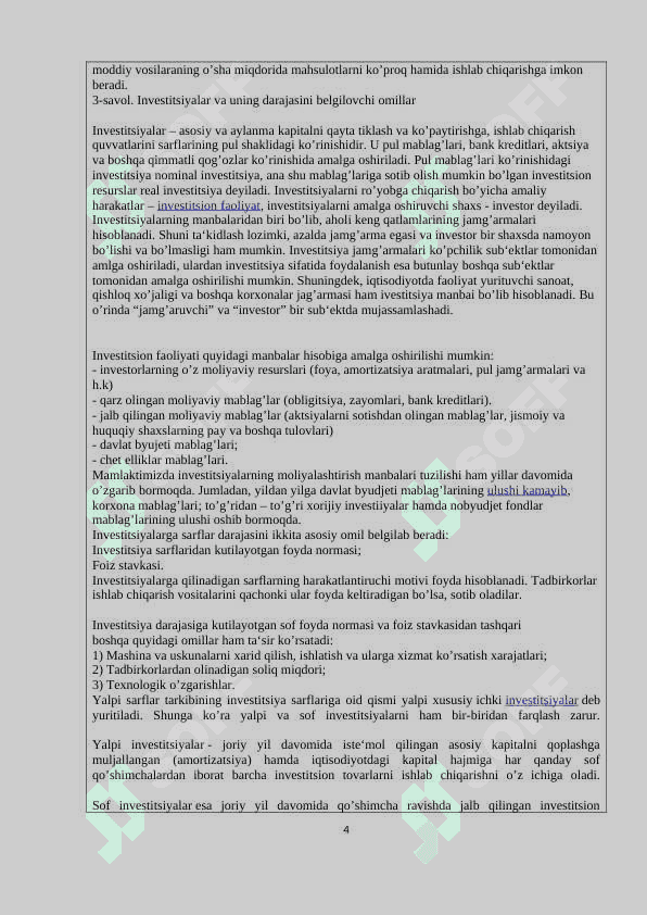 iqtisodiyot yo'nalishidagilar uchun savolnoma javoblari 51-100 gacha 4