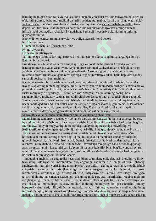 iqtisodiyot yo'nalishidagilar uchun savolnoma javoblari 51-100 gacha 6
