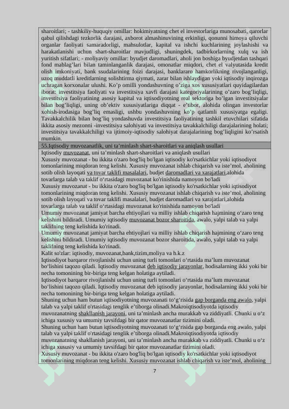 iqtisodiyot yo'nalishidagilar uchun savolnoma javoblari 51-100 gacha 7