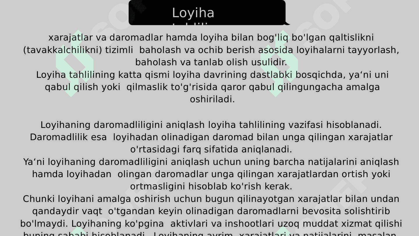 Loyiha oldi tahlilni o'tkazish 3