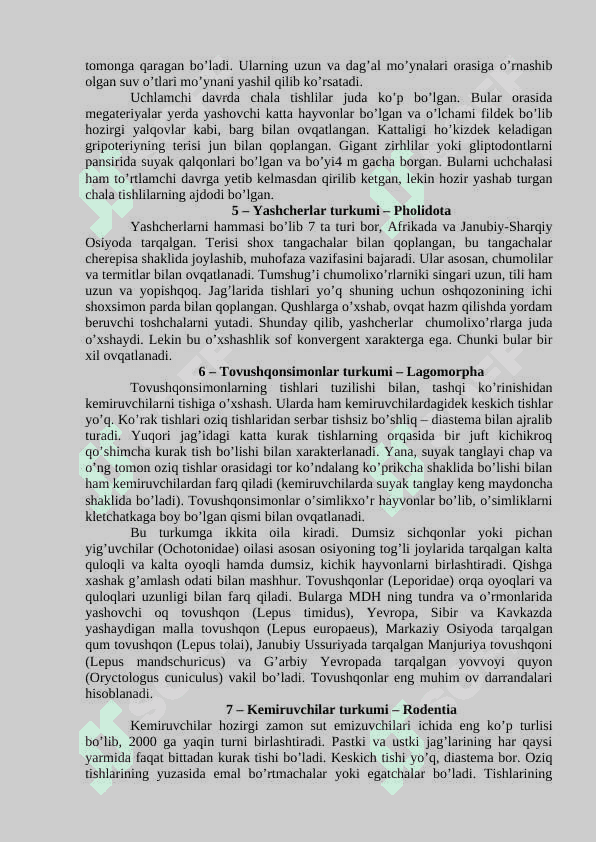 Sut emizuvchilar sinfining umumiy tavsifi va sistematikasi 8