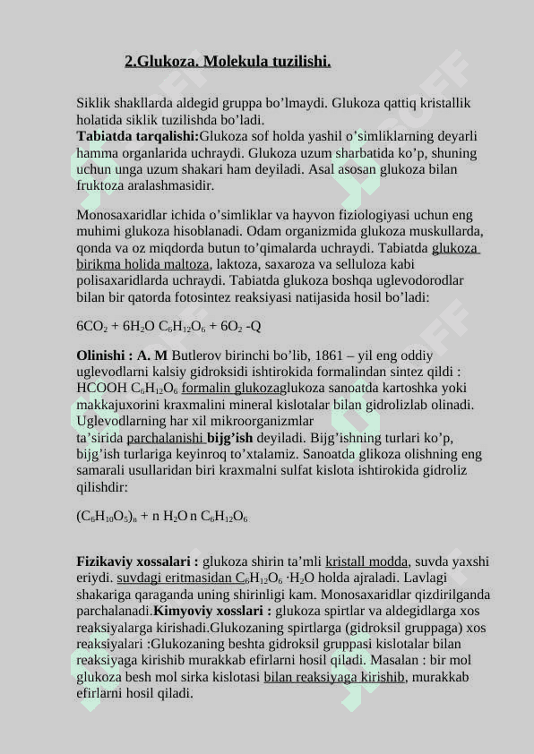 Glyukozani bijg’ishidan olinadigan   mahsulotlar. 4