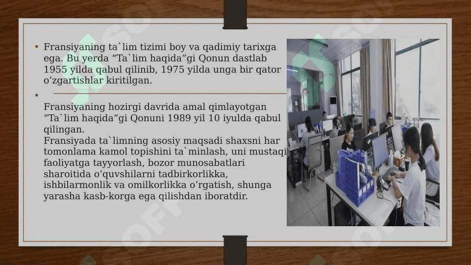 Fransiya ta'lim tizimining "Dual bosqichi" xususiyatlari 2