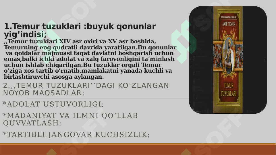 ,,TEMUR TUZUKLARI’’ asaridagi siyosiy g’oyalar 2