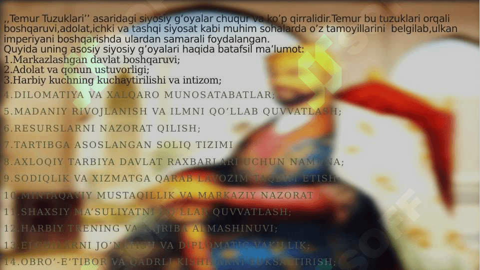 ,,TEMUR TUZUKLARI’’ asaridagi siyosiy g’oyalar 3
