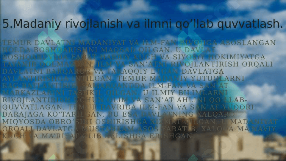 ,,TEMUR TUZUKLARI’’ asaridagi siyosiy g’oyalar 8