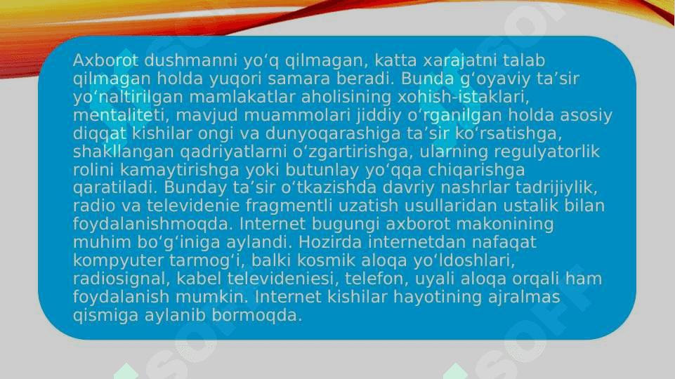 Jahon media va axborot makonida raqobat o‘rni 3