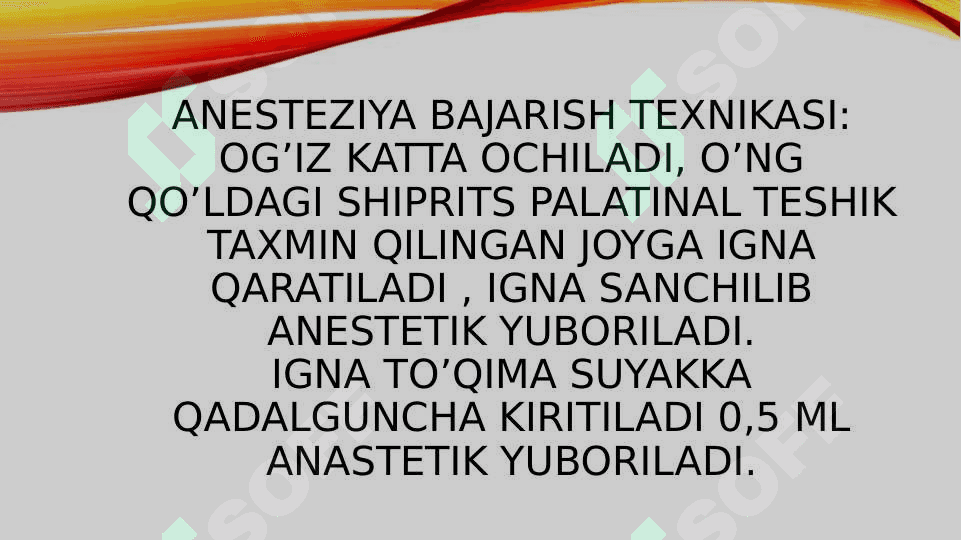 Anesteziya bajarish texnikasi 2