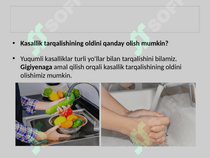 Kasallik tarqalishini oldini olish tabiiy fan 4