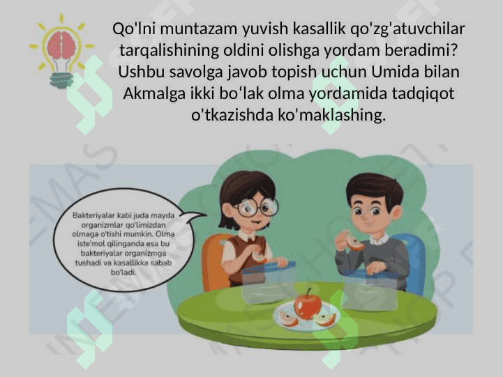 Kasallik tarqalishini oldini olish tabiiy fan 6