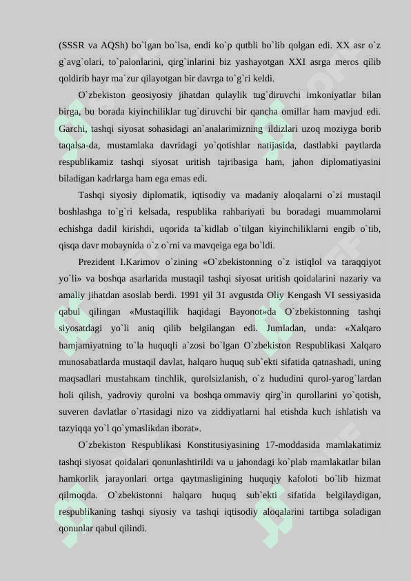 O‘zbekiston va jahon. Rasmiy diplomatik uslub va uning xususiyatlari. 3