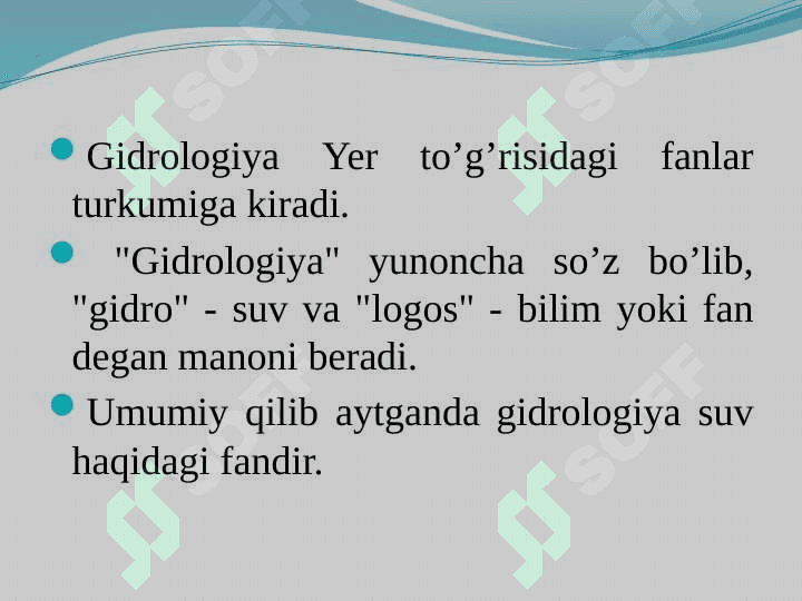 Umumiy gidrologiya va iqlimshunoslik fanining nazariy mashg’ulоtlari mazmuni 2