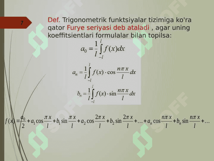 Davriy funksiyalarni grafoanalitik usulda triganometrik qatorlarga yoyish 7