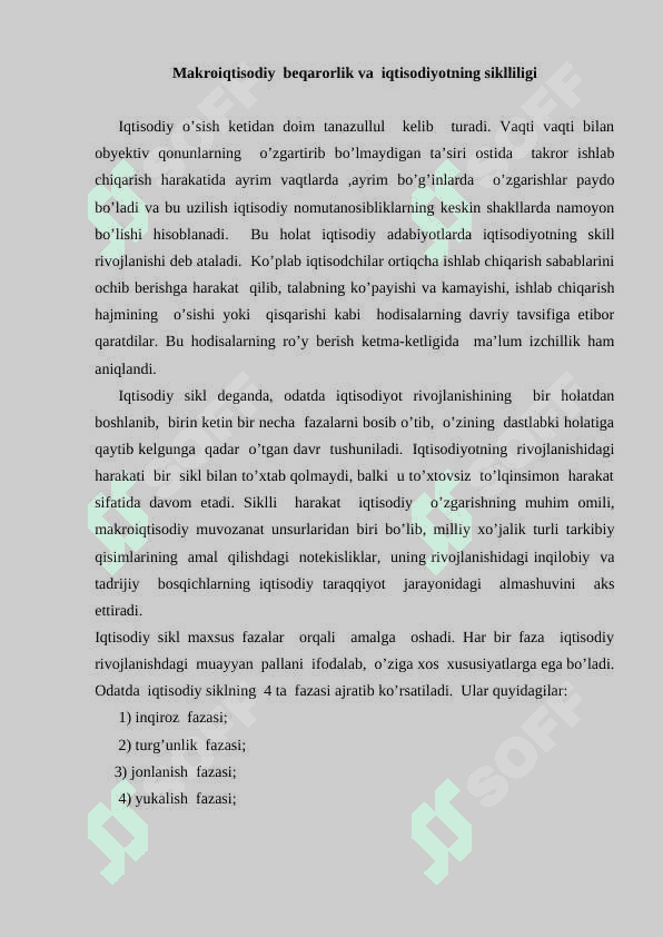 Iqtisodiyotning siklligi. 2