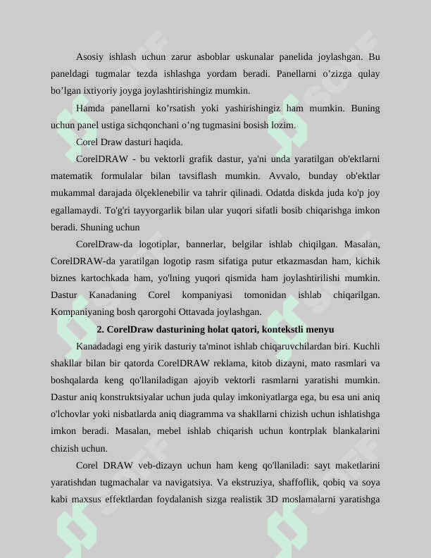 CorelDraw grafik dasturida xossalar paneli, Ranglar 3