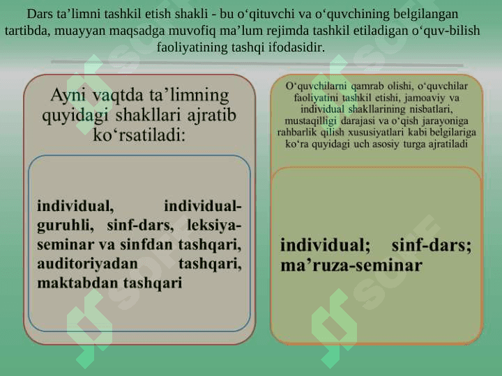 DARS TA’LIMNI TASHKIL ETISH ASOSIY SHAKLLARI 4
