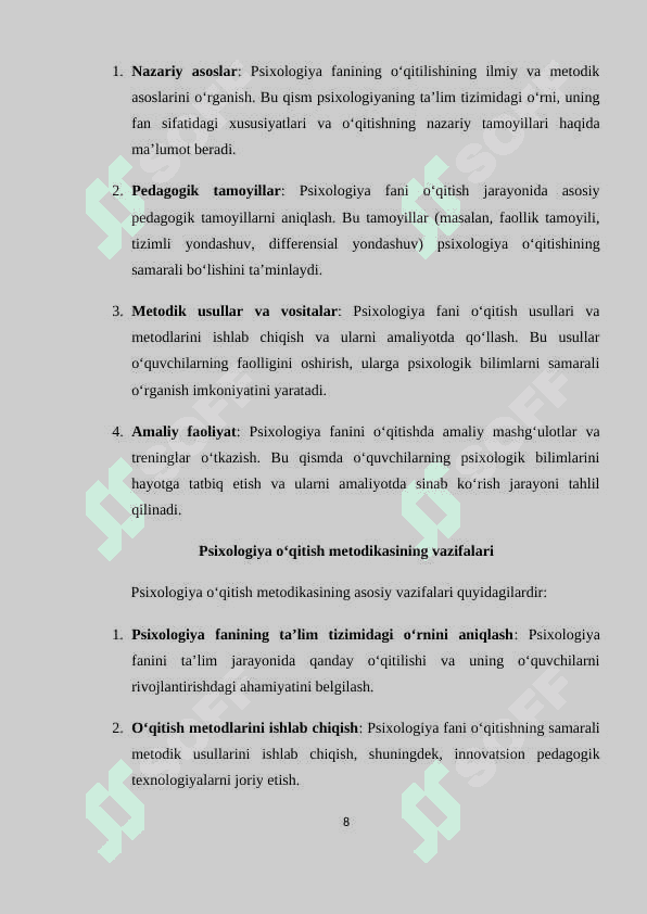 PSIXOLOGIYANI O`QITISHNING UMUMIY MASALALARI 30 kurs ishi.docx 8