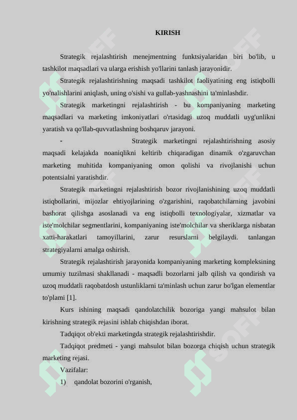 Strategik marketing rejasi 2