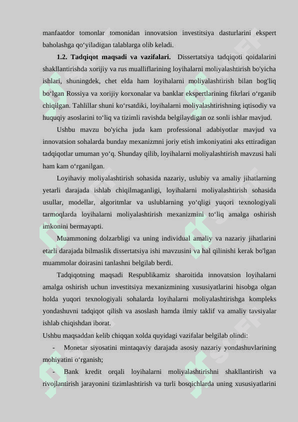 BANK KREDITLARI ORQALI LOYIHAVIY MOLIYALASHTIRISHNI SAMARALI TASHKIL ETISH 8