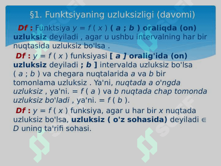 Funksiyaning uzilish nuqtalari va ularning turlari,Funksiyaning noli 8