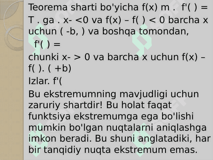 Birinchi tartibli hosila yordamida funksiyalarning ekstremumlarini tekshirish 6