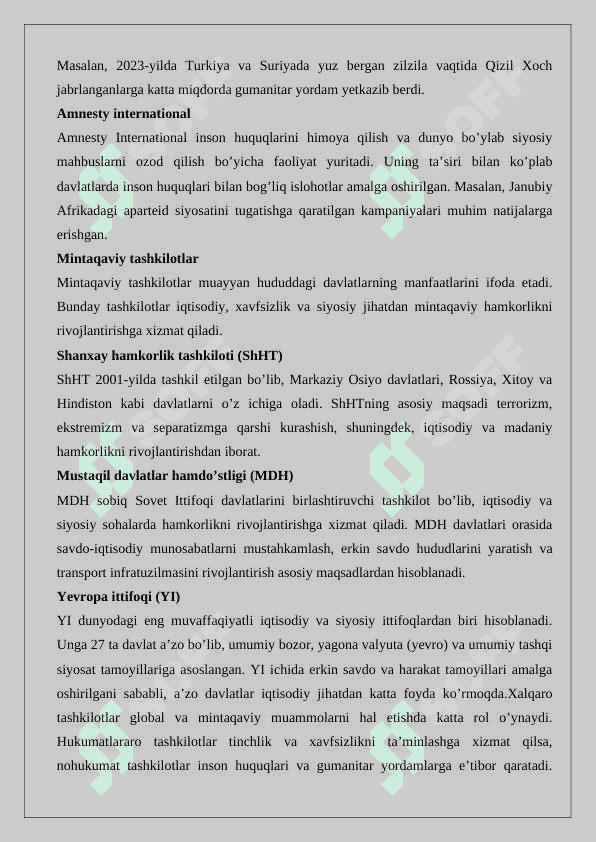 Xalqaro tashkilotlar bilan hamkorlik 5
