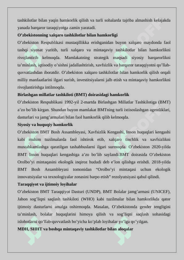 Xalqaro tashkilotlar bilan hamkorlik 8