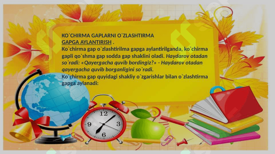 KO`CHIRMA VA O`ZLASHTIRMA GAPLAR . 3