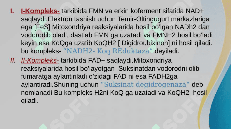 Biologik oksidlanish va katabolizmning umumiy yo’llari 7