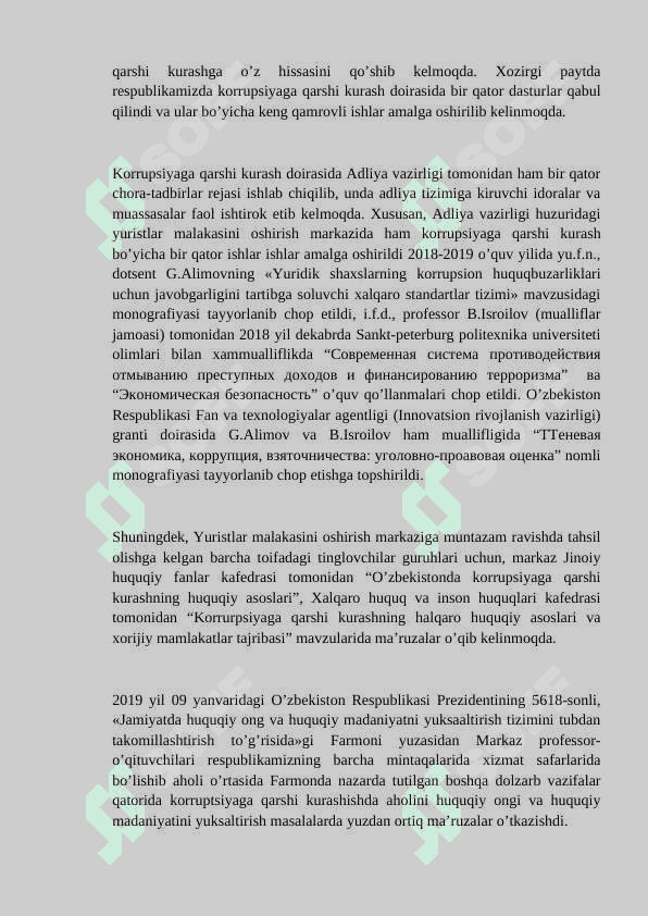 O'zbekistona korrupsiyaga qarshi kurash masalalari 3