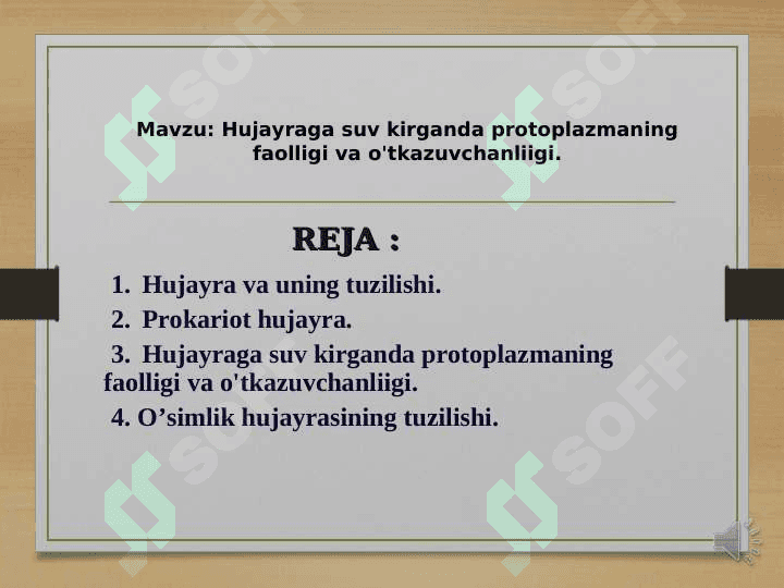 Hujayraga suv kirganda protoplazmaning faolligi va o'tkazuvchanliigi 2