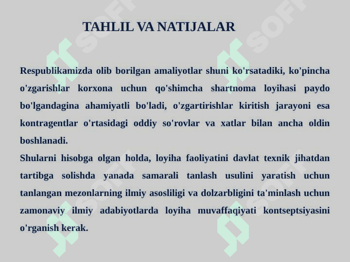 LOYIHA BOSHQARUVIDA SHARTNOMAVIY MUNOSABATLAR TAHLILI TAKOMILLASHTIRISH CHORA TADBIRLARI 8