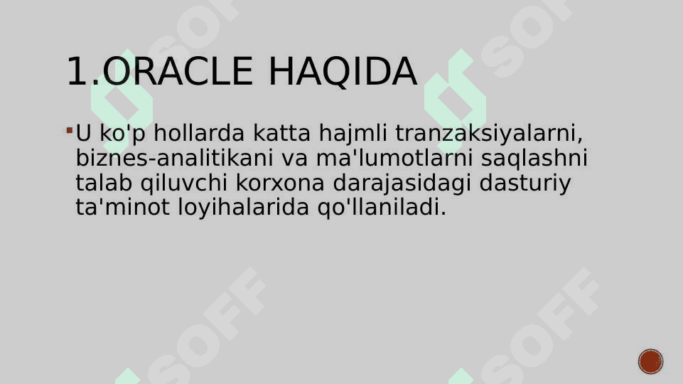 ORACLE MALUMOTLAR BAZASI prezentatsiya ,slide. 3