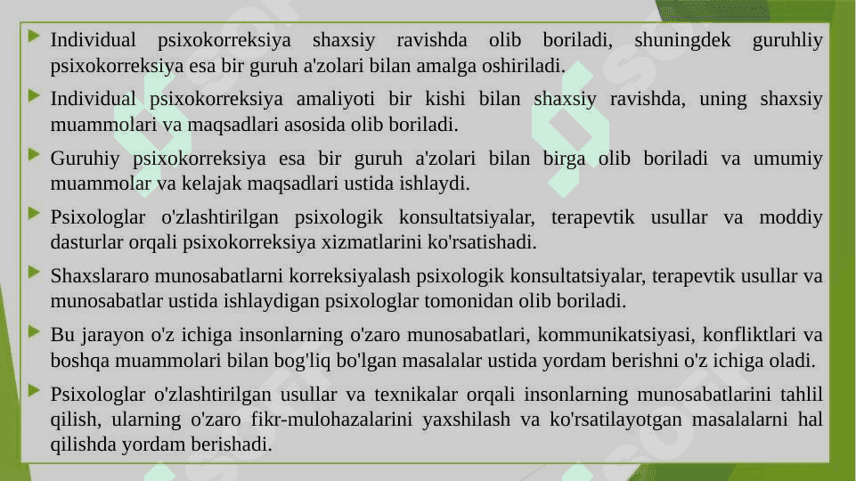 Individual (yakka) va guruhli (frontal) psixokorreksiya 3