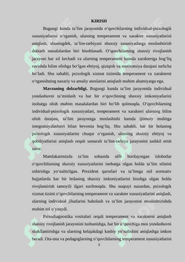 O‘quvchilarning individual-psixologik xususiyatlari psixodiagnostikasi: temperament va xarakter 3