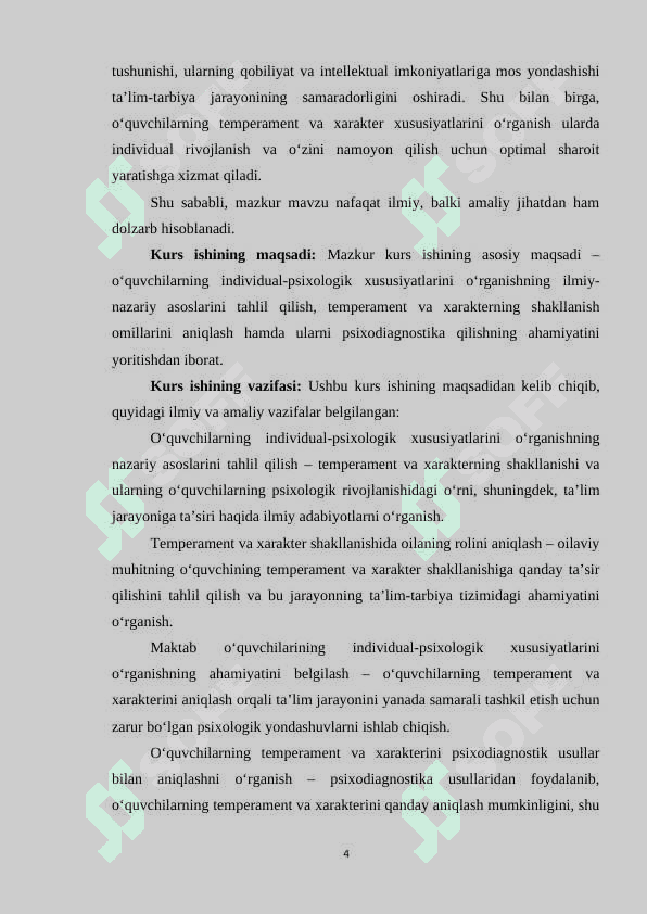 O‘quvchilarning individual-psixologik xususiyatlari psixodiagnostikasi: temperament va xarakter 4