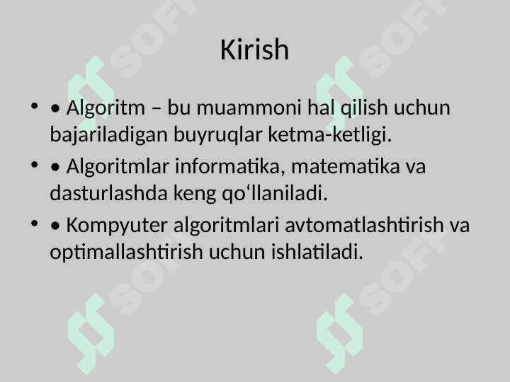 Algoritm tushunchasi va asosiy xususiyatlari 2
