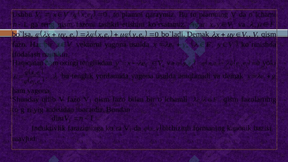 Kvadaritik formani kanonik shaklda                      kеltirish. 4