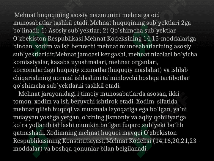 MEHNAT HUQUQI ASOSLARI 6