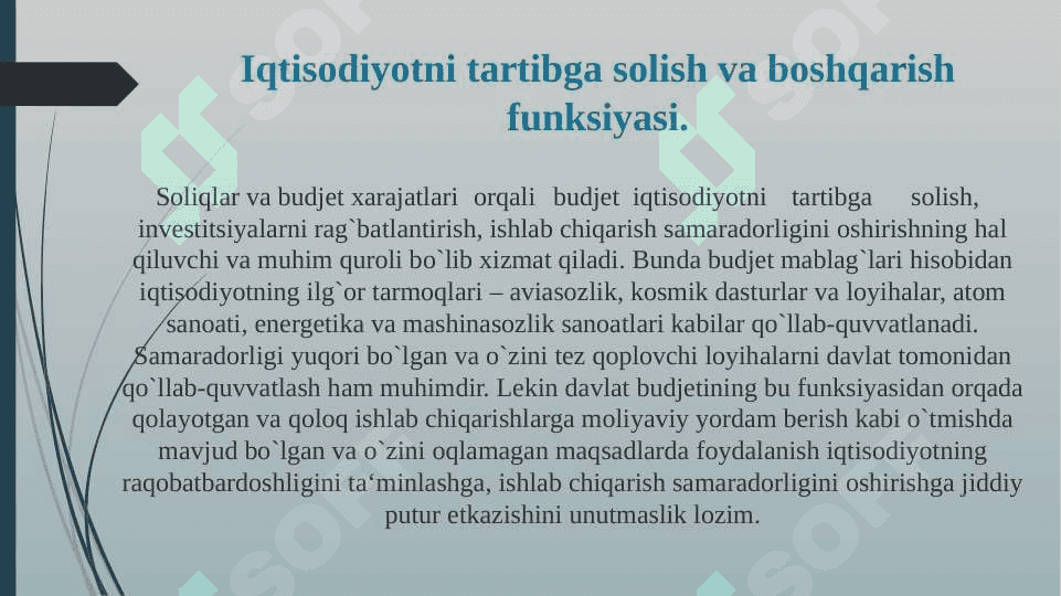 DAVLAT BUDJETINING MOHIYATI VA AHAMIYATI 8