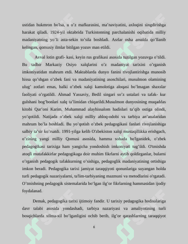 Biologiya (Sitologiya va genetika asoslari) tashhislash va baholash texnologiyalari  asoasida  tashkil etish metodikasi 6