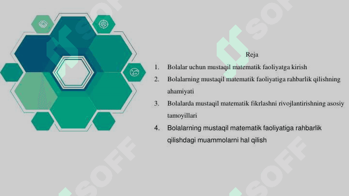 Bollarning mustaqil matematik faoliyatiga rahbarlik qilish. 2
