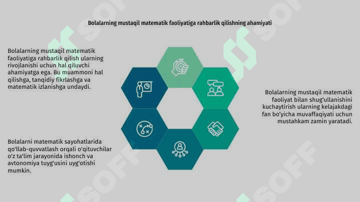 Bollarning mustaqil matematik faoliyatiga rahbarlik qilish. 6